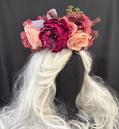 Cherry on Top Floral Halo Headdress, Cherry Flower Crown, Blush Pink Crown, Fairy Crown, Cherub Halo, Romantic Headpiece, Photoshoot Prop