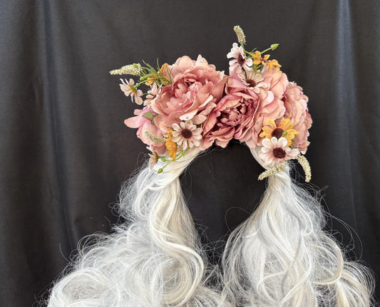 Blushing Glance Floral Headpiece,Flower Tiara,Flower Crown,Elven Princess Headpiece,Fairy-core,Renaissance Faire,Special Occasion Photoshoot