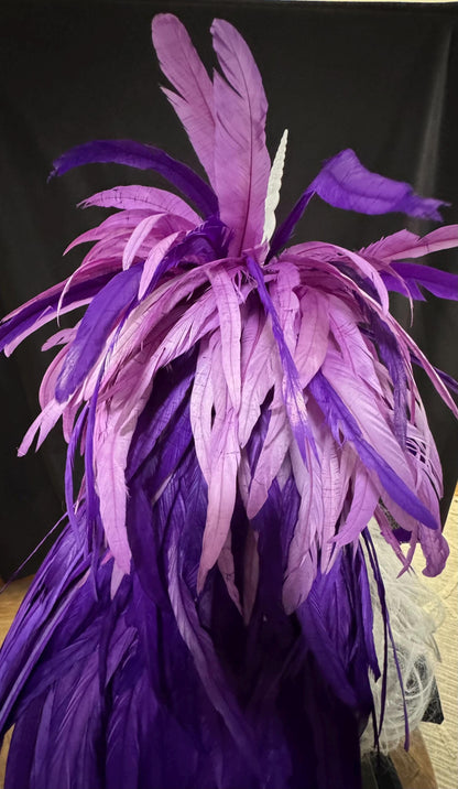 Purple Unicorn Fascinator | Feather Tiara, Feather Crown, Unicorn Princess Headpiece, Fairy-core, Ren Faire, Pride Day, Fantasy Photoshoot