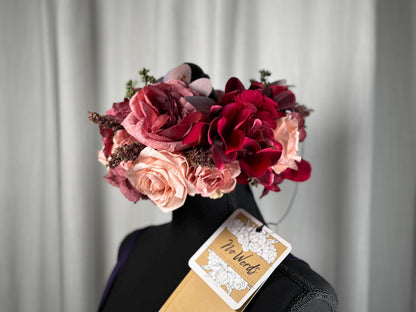 Cherry on Top Floral Halo Headdress, Cherry Flower Crown, Blush Pink Crown, Fairy Crown, Cherub Halo, Romantic Headpiece, Photoshoot Prop