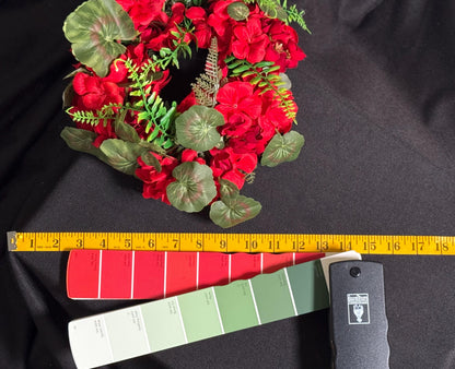 Geranium Gems Floral Halo Headdress, Red Flower Crown, Bold Floral Crown, Fairy Crown, Cherub Halo, Ren Faire Headpiece, Photoshoot Prop