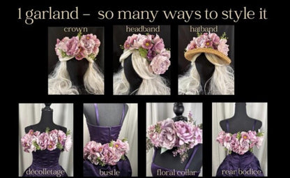 Harvest Muse Ensemble – Blush Beauty LUX Garland Duet | Head & Hip Floral Garlands, Flower Crown, Ren Faire, Special Occasion Photoshoot