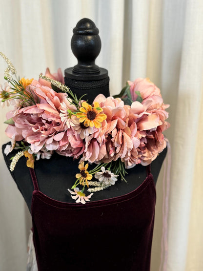 Blushing Glance Floral Headpiece | Flower Tiara, Flower Crown, Elven Princess Headpiece, Fairy-core, Ren Faire, Special Occasion Photoshoot