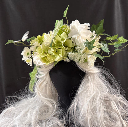 Spring White Floral Garland | Flower Tiara, Flower Crown, Elven Princess Headpiece, Fairy-core, Ren Faire, Special Occasion Photoshoot