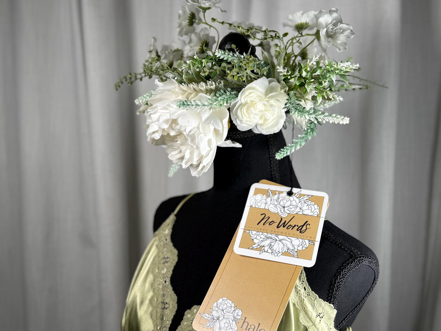 White Knight Floral Halo,Flower Tiara,Flower Crown,Elven Princess Headpiece,Fairy-core,Renaissance Faire,Special Occasion Photoshoot