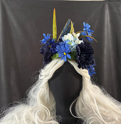 Violets are Blue Fascinator, Blue Floral Crown Headpiece, Flower Crown Fascinator, Fairycore Headpiece, Wedding Fascinator, Garden Crown