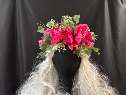 Peony Pink Floral Garland | Flower Tiara, Flower Crown, Elven Princess Headpiece, Fairy-core, Ren Faire, Special Occasion Photoshoot