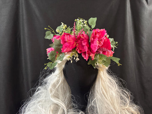 Peony Pink Floral Garland,Flower Tiara,Flower Crown,Elven Princess Headpiece,Fairy-core,Renaissance Faire,Special Occasion Photoshoot