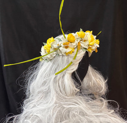 Sunshine Floral Garland | Flower Tiara, Flower Crown, Elven Princess Headpiece, Fairy-core, Ren Faire, Special Occasion Photoshoot