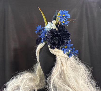 Violets are Blue Fascinator, Blue Floral Crown Headpiece, Flower Crown Fascinator, Fairycore Headpiece, Wedding Fascinator, Garden Crown