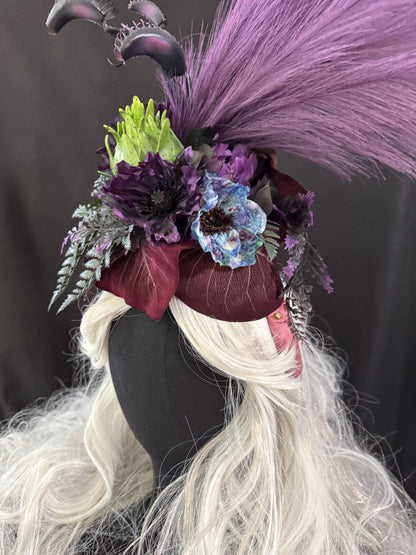 Carnivore Cutie Fascinator, Venus Flytrap Crown, Gothic Botanical Headpiece, Dark Fae Crown, Witchy Fascinator, Fantasy Headpiece