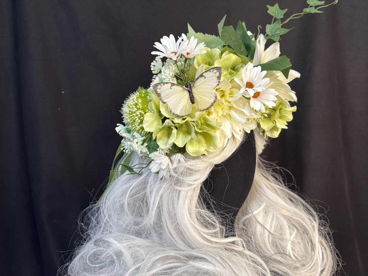 Spring Green Floral Garland,Flower Tiara,Flower Crown,Elven Princess Headpiece,Fairy-core,Renaissance Faire,Special Occasion Photoshoot