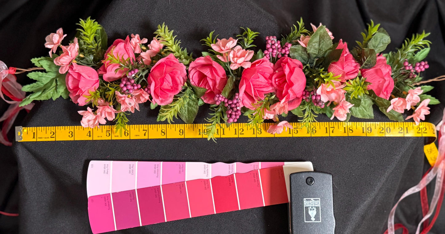Rosey Outlook Floral Garland,Flower Tiara,Flower Crown,Elven Princess Headpiece,Fairy-core,Renaissance Faire,Special Occasion Photoshoot