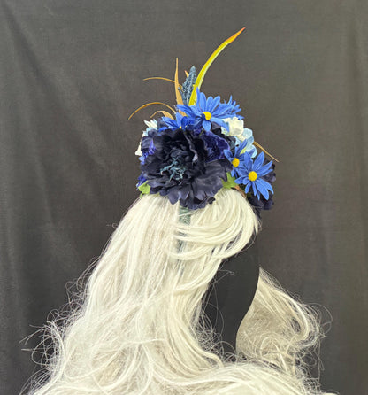 Violets are Blue Fascinator, Blue Floral Crown Headpiece, Flower Crown Fascinator, Fairycore Headpiece, Wedding Fascinator, Garden Crown