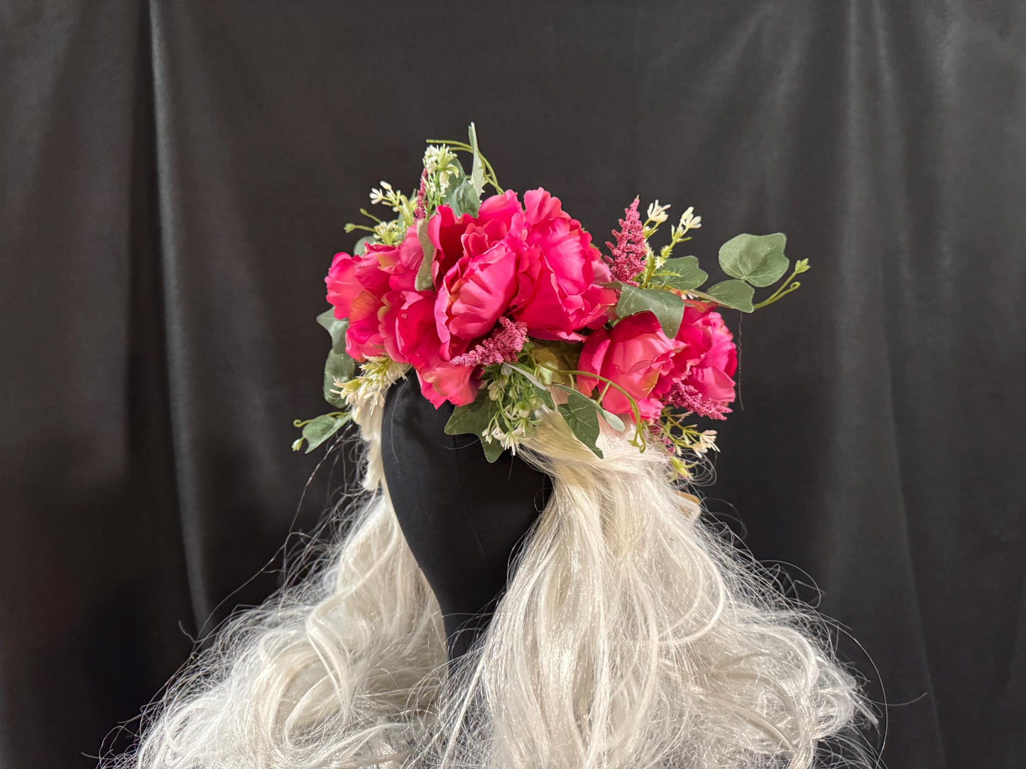Peony Pink Floral Garland,Flower Tiara,Flower Crown,Elven Princess Headpiece,Fairy-core,Renaissance Faire,Special Occasion Photoshoot