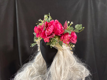 Peony Pink Floral Garland | Flower Tiara, Flower Crown, Elven Princess Headpiece, Fairy-core, Ren Faire, Special Occasion Photoshoot