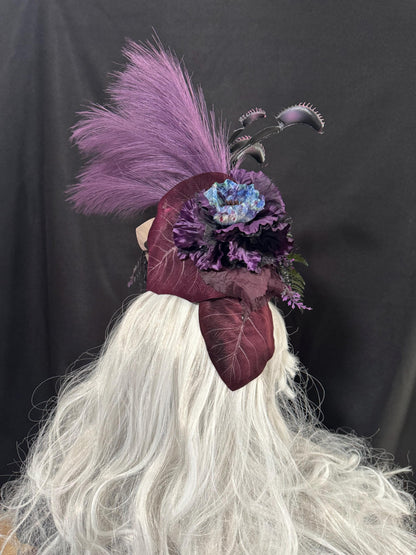 Carnivore Cutie Fascinator, Venus Flytrap Crown, Gothic Botanical Headpiece, Dark Fae Crown, Witchy Fascinator, Fantasy Headpiece