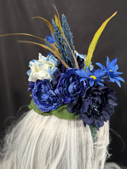Violets are Blue Fascinator, Blue Floral Crown Headpiece, Flower Crown Fascinator, Fairycore Headpiece, Wedding Fascinator, Garden Crown