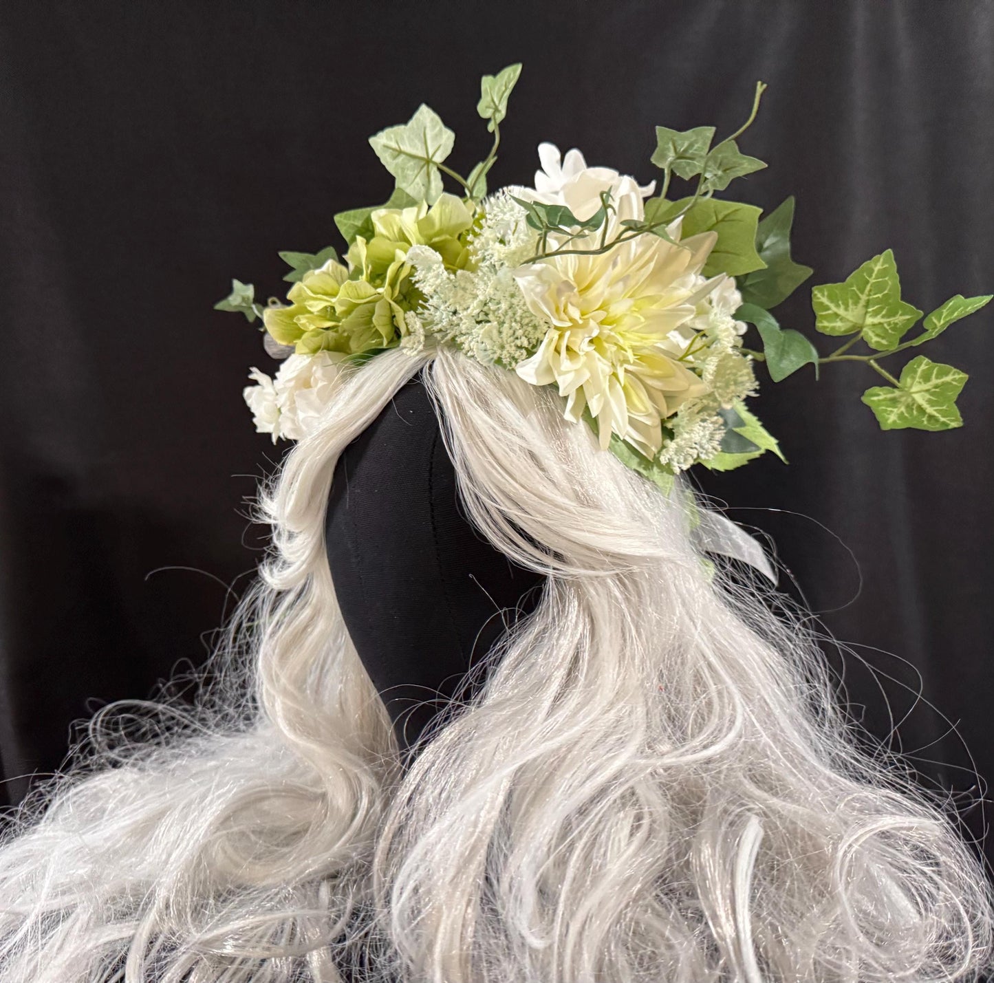 Spring White Floral Garland,Flower Tiara,Flower Crown,Elven Princess Headpiece,Fairy-core,Renaissance Faire,Special Occasion Photoshoot