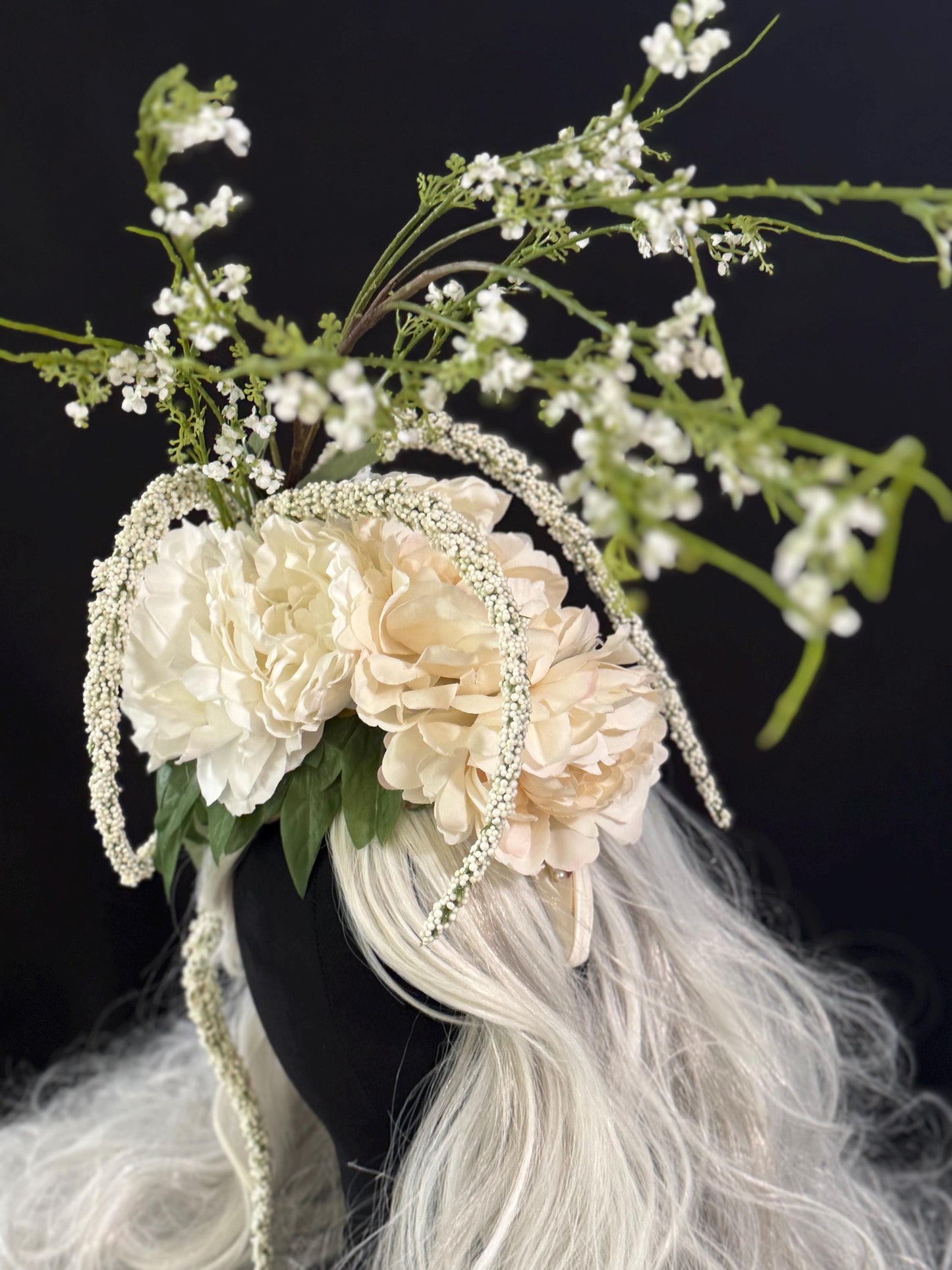 Peony Princess Fascinator, Blush Floral Crown, Romantic Wedding Headpiece, Fairy Crown, Garden Party Fascinator, Elven Princess Headpiece