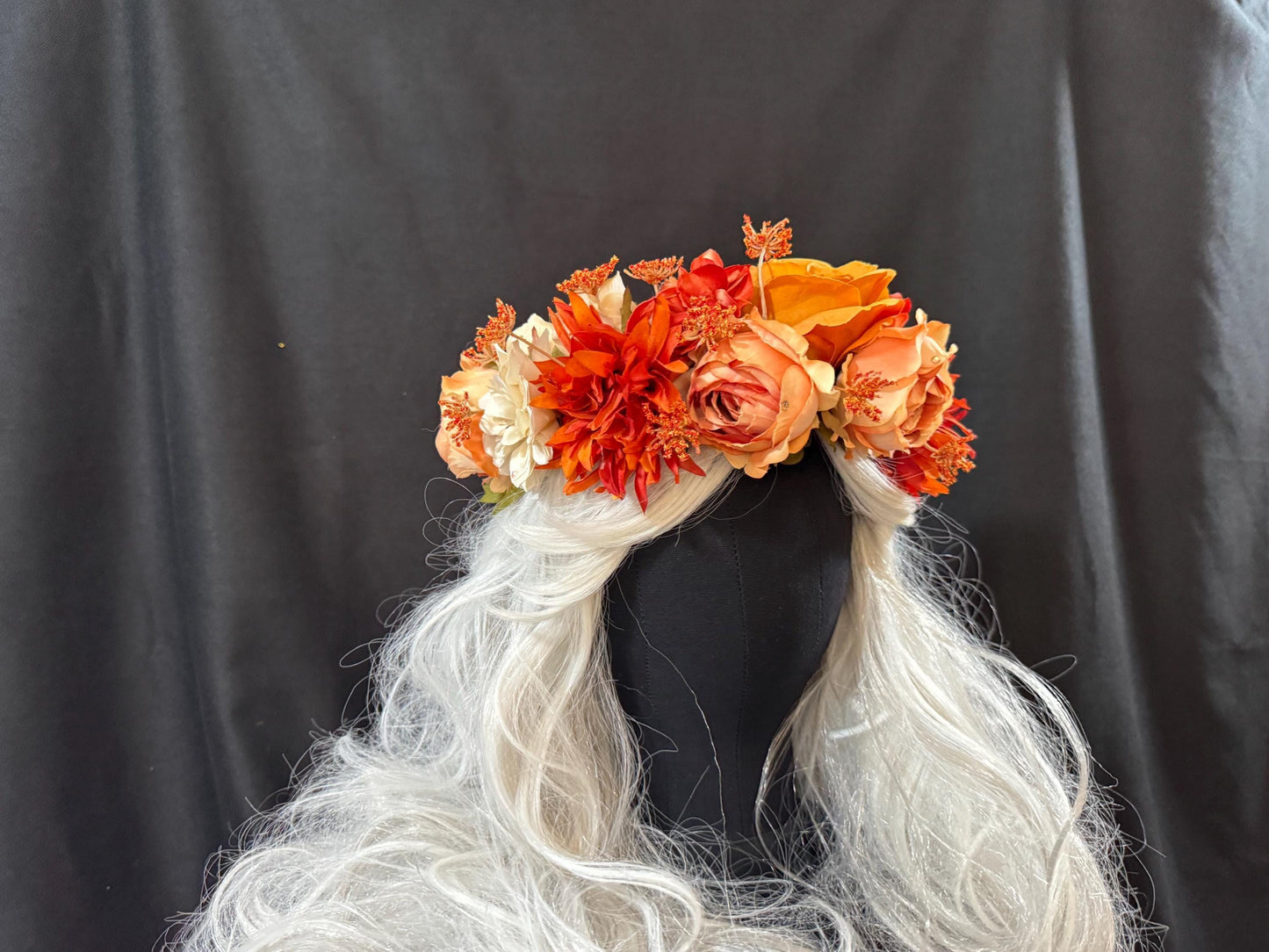 Indian Summer Floral Garland,Flower Tiara,Flower Crown,Elven Princess Headpiece,Fairy-core,Renaissance Faire,Special Occasion Photoshoot