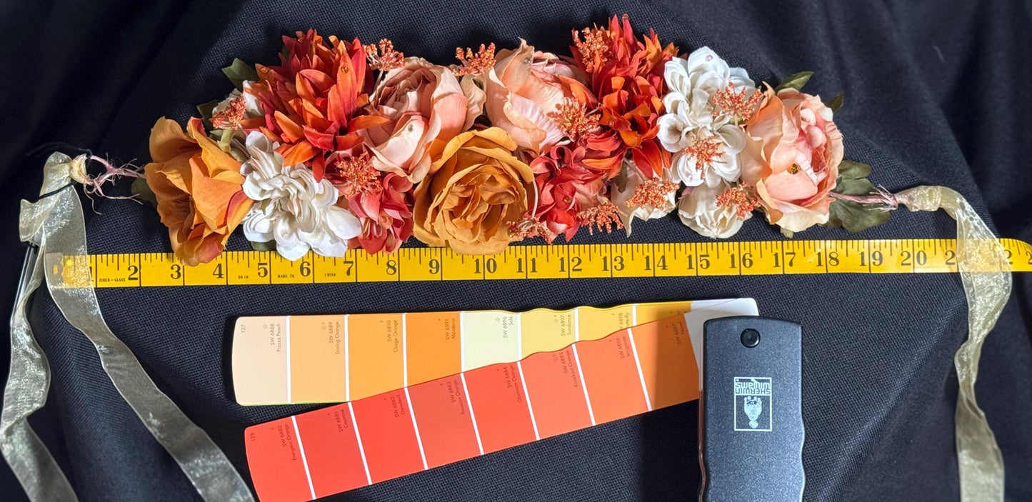 Indian Summer Floral Garland,Flower Tiara,Flower Crown,Elven Princess Headpiece,Fairy-core,Renaissance Faire,Special Occasion Photoshoot