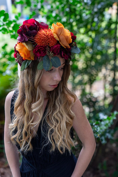 Spiced Floral Garland | Flower Tiara, Flower Crown, Elven Princess Headpiece, Fairy-core, Renaissance Faire, Special Occasion Photoshoot