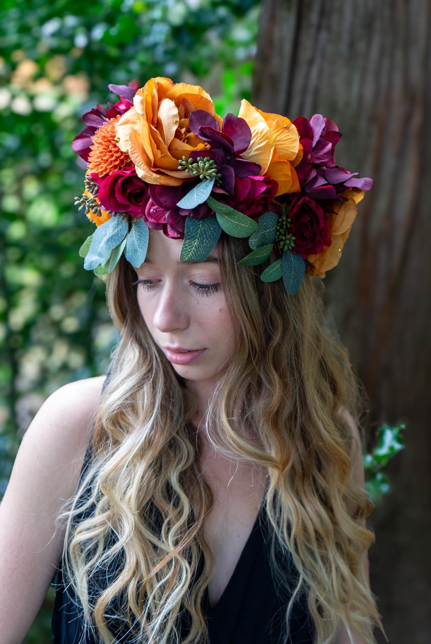 Spiced Floral Garland | Flower Tiara, Flower Crown, Elven Princess Headpiece, Fairy-core, Renaissance Faire, Special Occasion Photoshoot