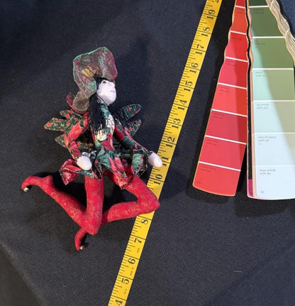 Holly Faerie Friend – Christmas Pixie Doll – Handmade Holiday Companion – Ren Faire / LARP Familiar – One-of-a-Kind Fairycore Collectible