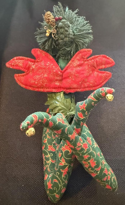 Jingle Faerie Friend – Christmas Pixie  Doll – Handmade Holiday Companion – Ren Faire / LARP Familiar – One-of-a-Kind Fairycore Collectible