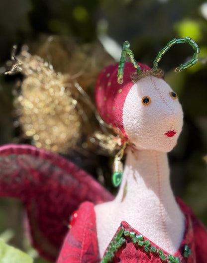 Cranberry Blossom Faerie Friend – Handmade Pixie Doll – One-of-a-Kind Fantasy Companion – Ren Faire / LARP Familiar – Fairycore Collectible