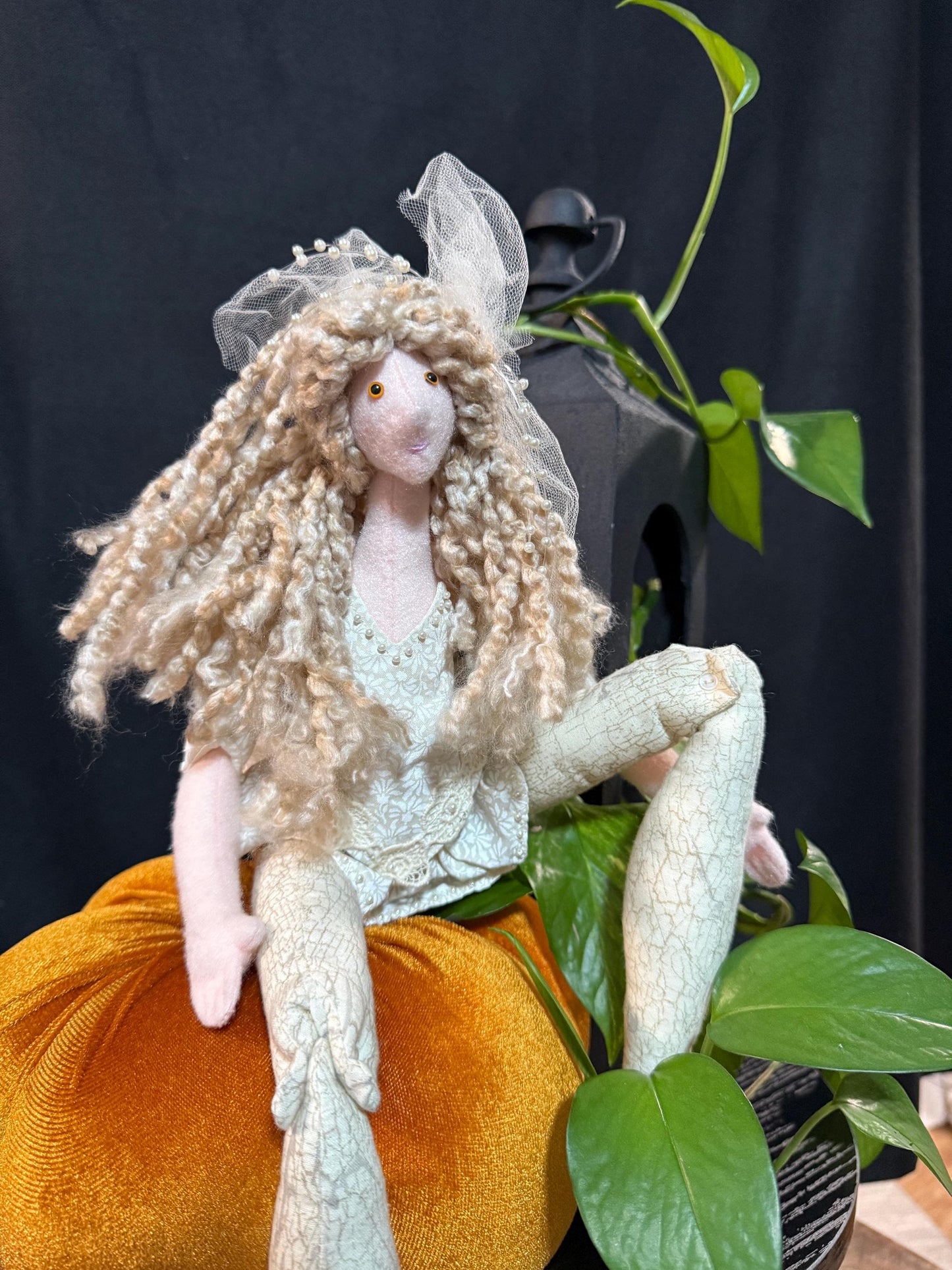PEARLWYN,Faerie Friend,Sprite, Pixie,Handmade Doll,One-of-a-Kind addition to Your Character Story,Fantasy,LARP,Ren Faire,FairyCore