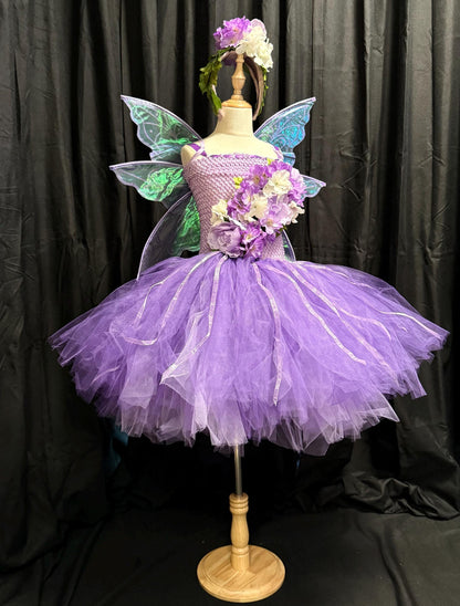 Twilight Bloom Fairy of the Violet Glade (CHILD 6-8) | Flower Fae, Masquerade, MardiGras, Photoshoot,Fantasy,LARP,RenFaire,FairyCore,Costume
