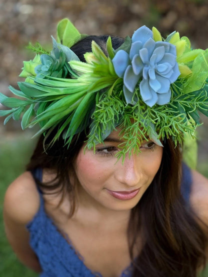 Enduring Beauty Succulent Garland | Flower Tiara,Flower Crown,Elven Princess Headpiece, Fairy-core, Ren Faire, Special Occasion Photoshoot