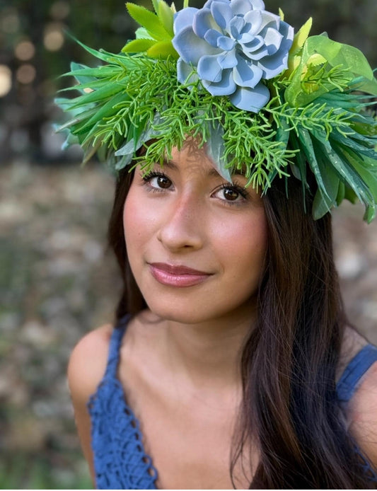 Enduring Beauty Succulent Garland,Flower Tiara,Flower Crown,Elven Princess Headpiece,Fairy-core,Ren Faire,Special Occasion Photoshoot