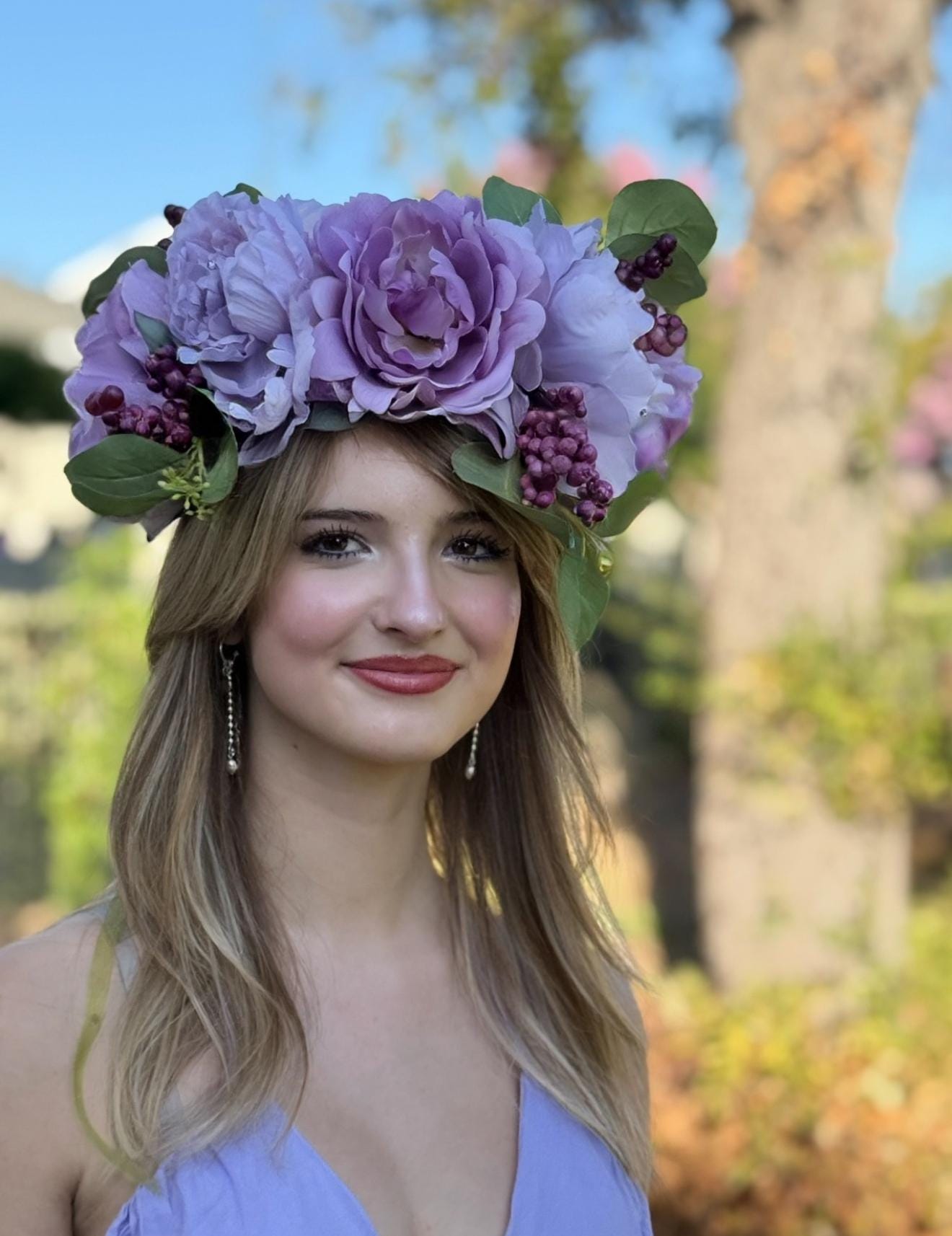 Sugar Plum Floral Garland, Flower Tiara,Flower Crown,Elven Princess Headpiece,Fairy-core,Renaissance Faire,Special Occasion Photoshoot