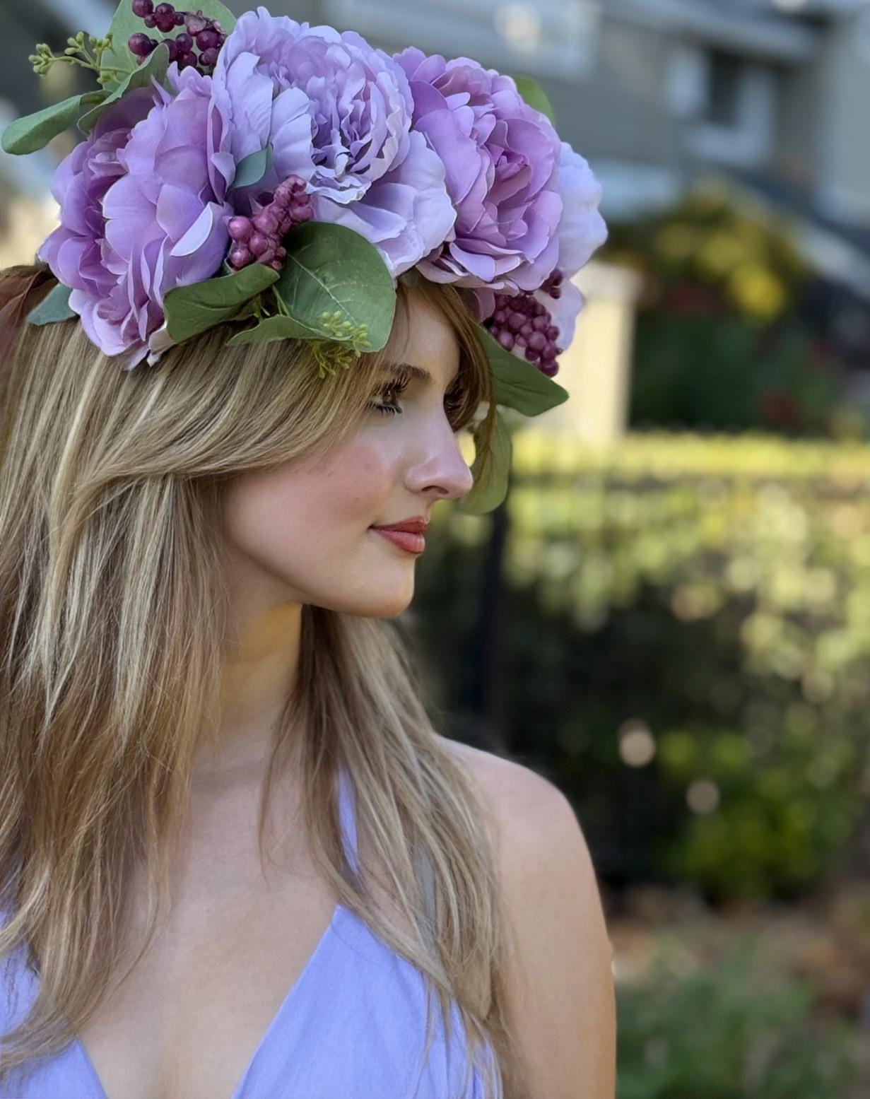 Sugar Plum Floral Garland, Flower Tiara,Flower Crown,Elven Princess Headpiece,Fairy-core,Renaissance Faire,Special Occasion Photoshoot