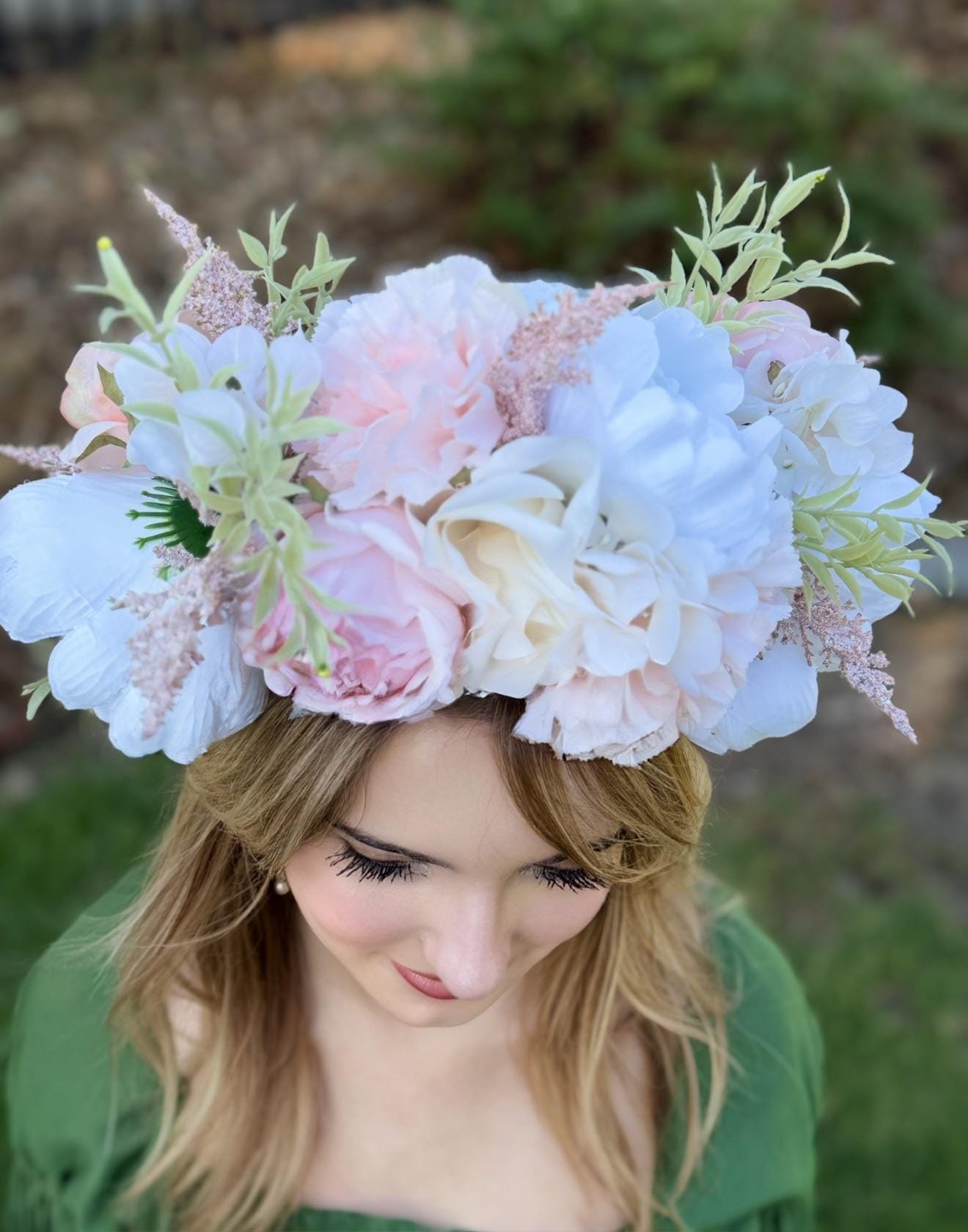Ring Around the Rosey Floral Garland,Flower Tiara,Flower Crown,Elven Princess Headpiece,Fairy-core,Ren Faire,Special Occasion Photoshoot