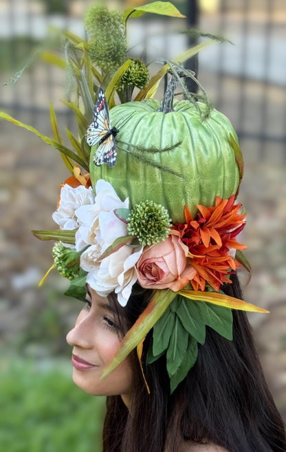 Pumpkin Pixie Fascinator | Flower Tiara, Flower Crown, Elven Princess Headpiece, Fairy-core,  Ren Faire, Special Occasion Photoshoot
