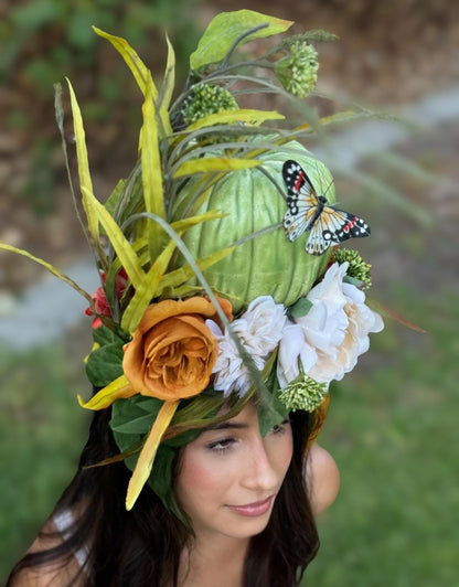Pumpkin Pixie Fascinator | Flower Tiara, Flower Crown, Elven Princess Headpiece, Fairy-core,  Ren Faire, Special Occasion Photoshoot