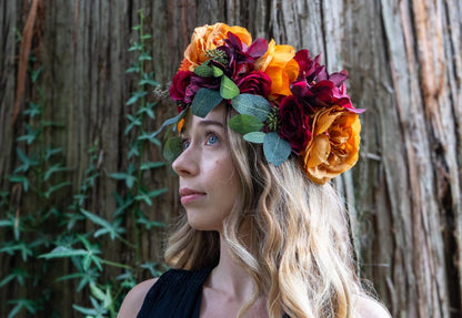 Spiced Floral Garland | Flower Tiara, Flower Crown, Elven Princess Headpiece, Fairy-core, Renaissance Faire, Special Occasion Photoshoot
