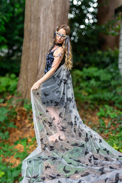 Nitebloom Butterfly Princess (ADULT4-6) | Dark Butterlfy, Masquerade, MardiGras, Photoshoot, Fantasy, LARP, RenFaire, FairyCore, Costume
