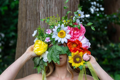 Adult Flower Fairy Costume – Floral Corset & Garden Mask – Blooming Sylph Spring Nymph – Ren Faire / Fantasy Festival Costume – Size 8–10