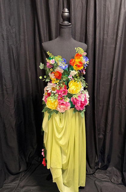 Adult Flower Fairy Costume – Floral Corset & Garden Mask – Blooming Sylph Spring Nymph – Ren Faire / Fantasy Festival Costume – Size 8–10