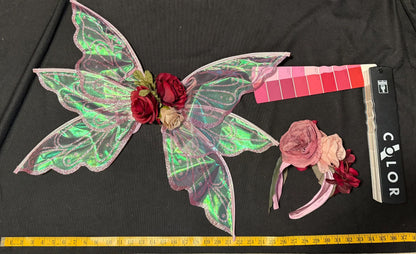 Child Garden Fairy Costume – Rose Wings & Floral Crown – Rosethorn Sprite of the Twilight Garden – Fairy Party / Ren Faire Outfit – Size 4–6