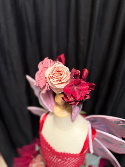 Child Garden Fairy Costume – Rose Wings & Floral Crown – Rosethorn Sprite of the Twilight Garden – Fairy Party / Ren Faire Outfit – Size 4–6