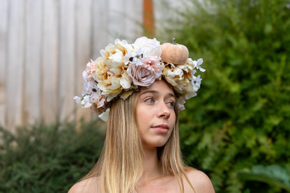 Cream with My Coffee — LUX Garland Duet | Head & Hip Floral Garlands, Flower Crown, Fairy-core, Ren Faire, Special Occasion Photoshoot