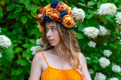 Pumpkin Spice - Hold the Latte Floral Garland | Tiara, Flower Crown, Elven Headpiece, Fairy-core, Ren Faire, Special Occasion Photoshoot