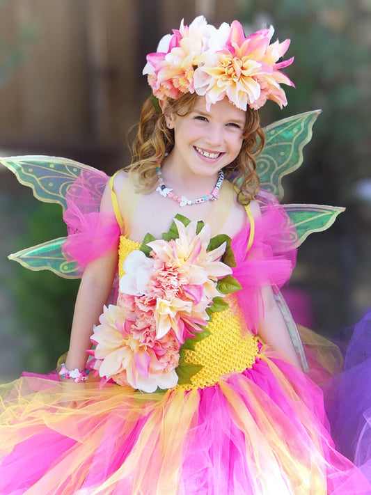 Golden Petal Pixie of the Blossom Grove,(CHILD 6-8),Flower Fae,Masquerade,MardiGras, Photoshoot,Fantasy,LARP,RenFaire,FairyCore,Costume