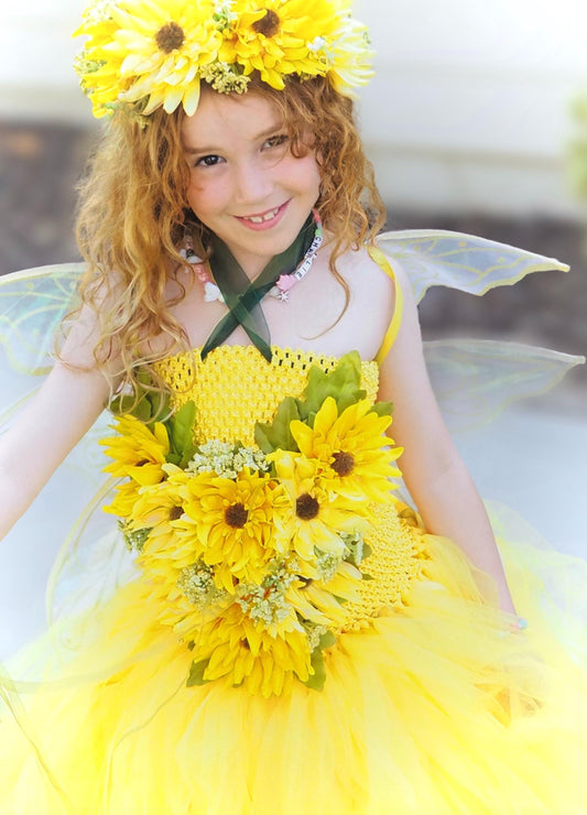 Sunbeam Sprite of the Meadow Path, (CHILD 6-8),Flower Fae,Masquerade,MardiGras, Photoshoot,Fantasy,LARP,RenFaire,FairyCore,Costume